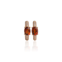 Load image into Gallery viewer, 5 x 7 mm. Oval Cut Orange Brazilian Citrine with Cz Accents Earrings
