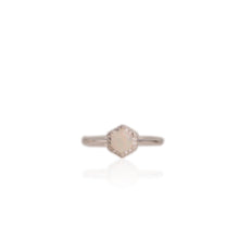 Load image into Gallery viewer, 5 mm. Hexagon Cut Multi-coloured Ethiopian Opal with Cz Halo Ring
