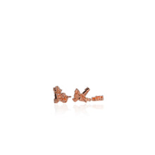 Load image into Gallery viewer, 4 mm. Round Cut Orange Ethiopian Opal, Mother of Pearl with Cz Accents Butterfly Drop Earrings
