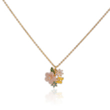 Load image into Gallery viewer, 11 mm. Carved Flower Mother of Pearl with Cz Accents Pendant and Necklace

