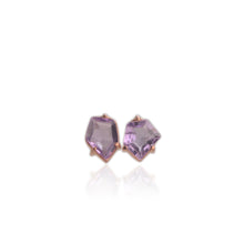 Load image into Gallery viewer, Handmade 8 x 10 mm. Fancy Cut Purple Brazilian Amethyst Earrings (Blemished)
