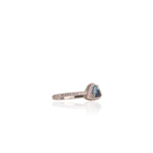 Load image into Gallery viewer, 5 mm. Trillion Cut London Blue Brazilian Topaz with Cz Halo Ring (Blemished)
