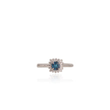 Load image into Gallery viewer, 5 mm. Cushion Cut London Blue Brazilian Topaz with Cz Accents Ring
