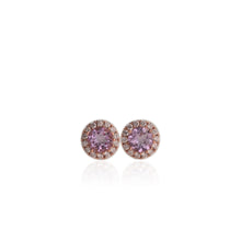 Load image into Gallery viewer, 8 mm. Round Cut Purple Brazilian Amethyst with Cz Halo Earrings
