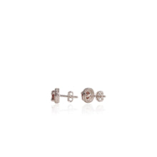 Load image into Gallery viewer, 6 mm. Round Cut Red Mozambican Garnet with Cz Halo Earrings
