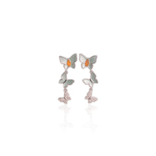 Load image into Gallery viewer, 2.5 x 5 mm. Marquise Cut Orange Ethiopian Opal with Cz Accents Butterfly Drop Earrings
