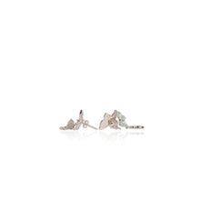 Load image into Gallery viewer, 2.5 x 5 mm. Marquise Cut Orange Ethiopian Opal with Cz Accents Butterfly Drop Earrings
