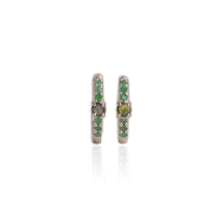 Load image into Gallery viewer, 4 mm. Round Cut Green Tanzanian Sapphire and Emerald Cluster Earrings
