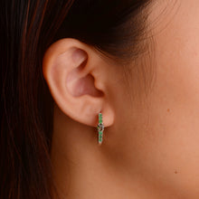 Load image into Gallery viewer, 4 mm. Round Cut Green Tanzanian Sapphire and Emerald Cluster Earrings
