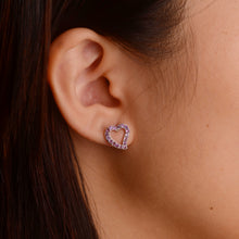 Load image into Gallery viewer, 1.5 mm. Round Cut Purple Brazilian Amethyst Heart Earrings

