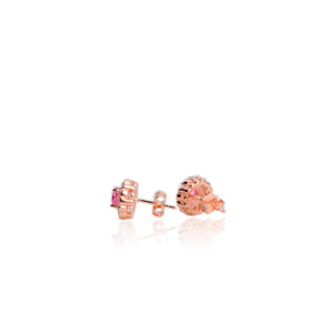 5 mm. Round Cut Pink Brazilian Mystic Topaz with Cz Accents Earrings