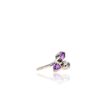 Load image into Gallery viewer, Handmade 4 x 8 mm. Marquise Cut Sky Blue Brazilian Topaz and Amethyst Ring
