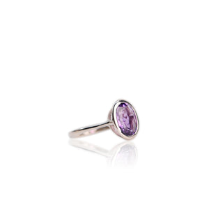 9 x 11 mm. Oval Cut Purple Brazilian Amethyst Ring