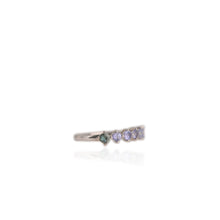Load image into Gallery viewer, 3 mm. Round Cut Blue Violet Tanzanite and Sapphire Half Eternity Ring
