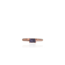 Load image into Gallery viewer, 4 x 6 mm. Octagon Cut Purple Madagascan Iolite with Cz Band Ring
