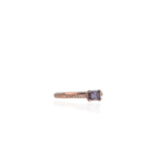 Load image into Gallery viewer, 4 x 6 mm. Octagon Cut Purple Madagascan Iolite with Cz Band Ring
