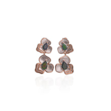 Load image into Gallery viewer, 5 x 7 mm. Pear Cut Black Ethiopian Opal with Cz Accents Drop Earrings
