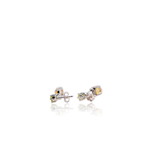 Load image into Gallery viewer, 6 x 8 mm. Oval Cut Yellow Brazilian Citrine and Peridot with Cz Accents Earrings
