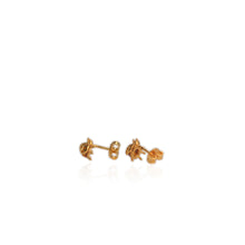 Load image into Gallery viewer, 5 mm. Round Cabochon Orange Polish Amber Ladybug Earrings
