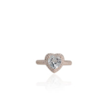 Load image into Gallery viewer, 8 mm. Heart Cut Sky Blue Brazilian Topaz with Cz Halo Ring
