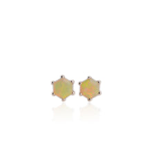 Load image into Gallery viewer, 7 mm. Hexagon Cut Multi-coloured Ethiopian Opal Earrings
