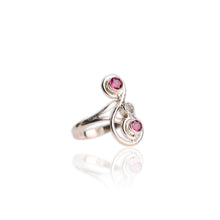 Load image into Gallery viewer, Handmade 4 mm. Round Cut Pink Brazilian Tourmaline and Topaz Ring
