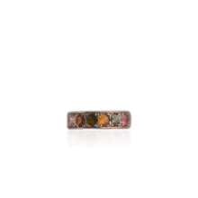 Load image into Gallery viewer, 4 mm. Round Cut Multi-coloured Brazilian Tourmaline Cluster Ring
