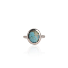 Load image into Gallery viewer, 10 x 12 mm. Oval Cabochon Blue American Turquoise Ring

