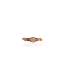 Load image into Gallery viewer, 5 mm. Round Cut Multi-coloured Ethiopian Opal, Rhodolite Garnet and Sapphire Cluster Ring
