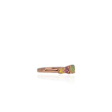 Load image into Gallery viewer, 5 mm. Round Cut Multi-coloured Ethiopian Opal, Rhodolite Garnet and Sapphire Cluster Ring
