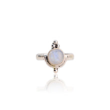 Load image into Gallery viewer, Handmade 8 mm. Round Cabochon White Indian Moonstone Ring
