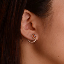 Load image into Gallery viewer, 4 x 6 mm. Pear Cut Orange Brazilian Citrine with Cz Accents Earrings
