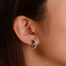 Load image into Gallery viewer, 4 x 6 mm. Pear Cut Black Ethiopian Opal with Cz Accents Earrings
