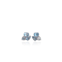 Load image into Gallery viewer, 7 x 9 mm. Oval Cut Swiss Blue Brazilian Topaz Cluster Earrings

