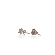 Load image into Gallery viewer, 5 mm. Heart Cut Multi-coloured Ethiopian Opal with Cz Accents Earrings
