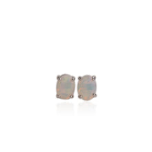 Load image into Gallery viewer, 6 x 8 mm. Oval Cut Multi-coloured Ethiopian Opal Earrings
