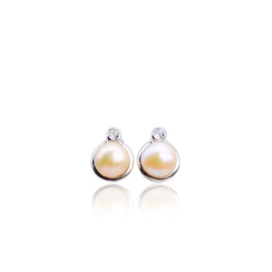 12 mm. Freshwater Pearl with Topaz Accents Earrings