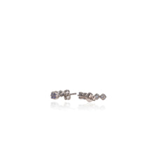 Load image into Gallery viewer, 3.5 mm. Round Cut Blue Violet Tanzanite Cluster Earrings
