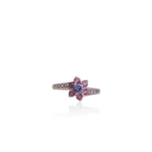 Load image into Gallery viewer, 4 mm. Round Cut Blue Violet Tanzanite with Rhodolite Garnet and Amethyst Accents Ring
