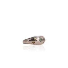 Load image into Gallery viewer, 3 mm. Round Cut Green Zambian Emerald and Peridot Cluster Ring
