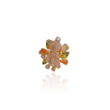 Load image into Gallery viewer, 10 mm. Carved Flower Pink Mother of Pearl and Opal with Cz Accents Ring
