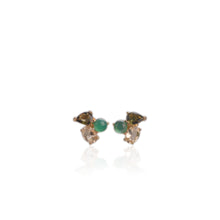 Load image into Gallery viewer, 5 x 7 mm. Oval Cut Yellow Brazilian Beryl, Tourmaline and Agate Cluster Earrings
