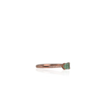 Load image into Gallery viewer, 4 x 6  mm. Octagon Cut Green Brazilian Emerald with Cz Band Ring
