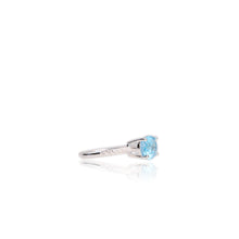 Load image into Gallery viewer, 7 x 10 mm. Oval Cut Swiss Blue Brazilian Topaz with Cz Band Ring
