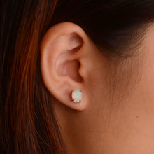 Load image into Gallery viewer, 6 x 8 mm. Oval Cut Multi-coloured Ethiopian Opal Earrings
