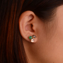 Load image into Gallery viewer, 5 x 7 mm. Oval Cut Yellow Brazilian Beryl, Tourmaline and Agate Cluster Earrings
