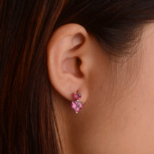 Load image into Gallery viewer, 7 mm. Heart Cut Pink Brazilian Mystic Topaz Cluster Earrings
