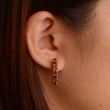 Load image into Gallery viewer, 3.5 mm. Round Cut Orange Brazilian Citrine Cluster Earrings
