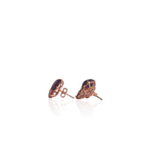Load image into Gallery viewer, 7 x 9 mm. Oval Cut Purple Brazilian Amethyst and Topaz Cluster Earrings
