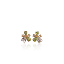 Load image into Gallery viewer, 6 x 8 mm. Pear Cut White Brazilian Topaz, Peridot, Citrine Cluster Earrings (Blemished)
